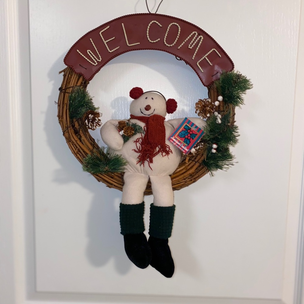 Christmas Wreath Snowman Decoration For The Door